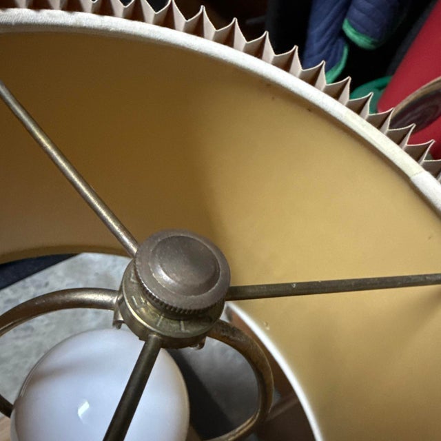Metal Vintage Brass Stiffel Hollywood Regency Table Lamp MCM 26” Tall 11.5” With Original Silk Shantung Pleated Shade. For Sale - Image 7 of 15