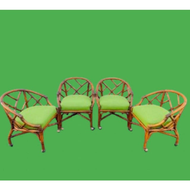 Henry Link Bamboo & Rattan Chippendale Style Accent Chairs -Set of 4 For Sale In Miami - Image 6 of 11
