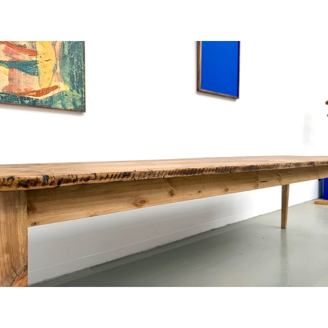 Pine Farmhouse Table with Tapered Legs, France, 1950s For Sale - Image 8 of 18
