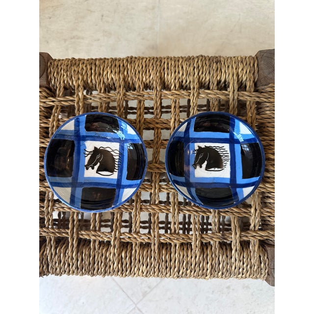 Vintage Aldo Londi Bitossi Italian Mondrian Ceramic Bowls Featuring Stylized Horse Head- A Pair For Sale - Image 13 of 17