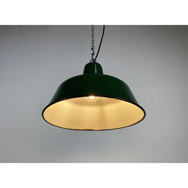 Industrial Green Enamel Pendant Lamp, 1960s For Sale - Image 10 of 16