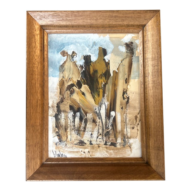 1970’s Original Abstract Expressionist Painting Mid Century Frame For Sale