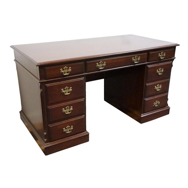 Pennsylvania House Pennsylvania House Solid Cherry Traditional Style 54" Double Pedestal Office Writing Desk 12-1303 For Sale - Image 4 of 13