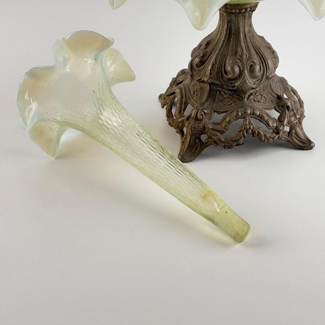 Art Nouveau Opalescent Glass and Cast Metal Epergne, Early 20th Century For Sale - Image 11 of 13