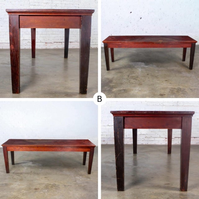 Early 20th Century Rustic Mahogany Farmhouse Harvest Dining Table With Distressed Finish For Sale - Image 12 of 18