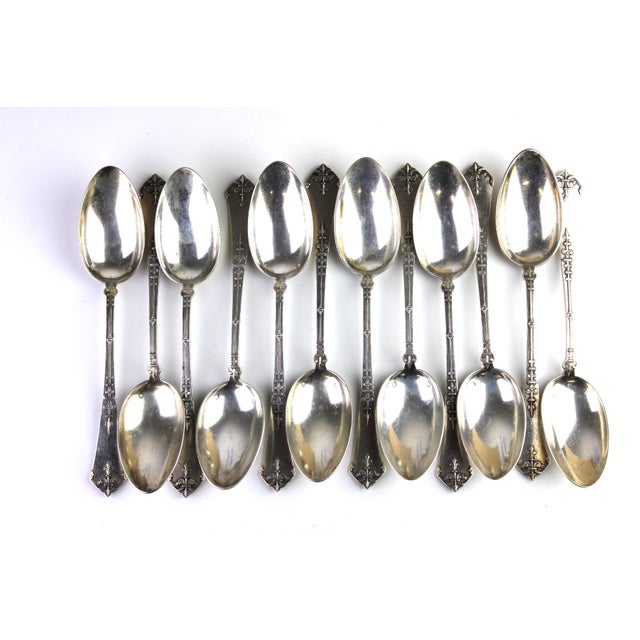 Antique Silver Tea Spoons, 1900s, Set of 12 For Sale - Image 3 of 12