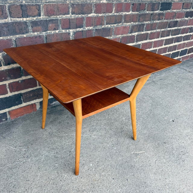 Wood Singer and Sons Mid-Century Modern 2 Tier Boomerang Leg Table For Sale - Image 7 of 12