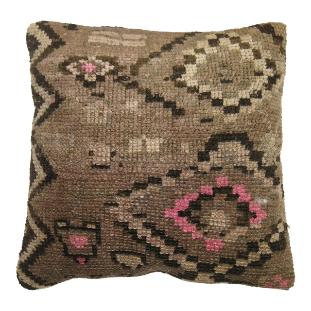 Vintage Bohemian Tribal Turkish Rug Pillow - 1'8" x 1'8" For Sale
