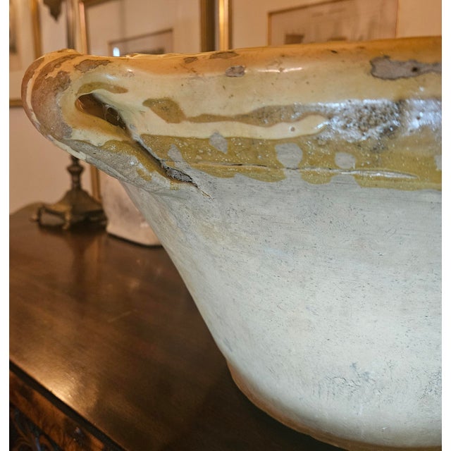 A Monumental 19th Century French Tian Bowel With 2 Loop Handles and Beautiful Poor Spout For Sale - Image 11 of 18