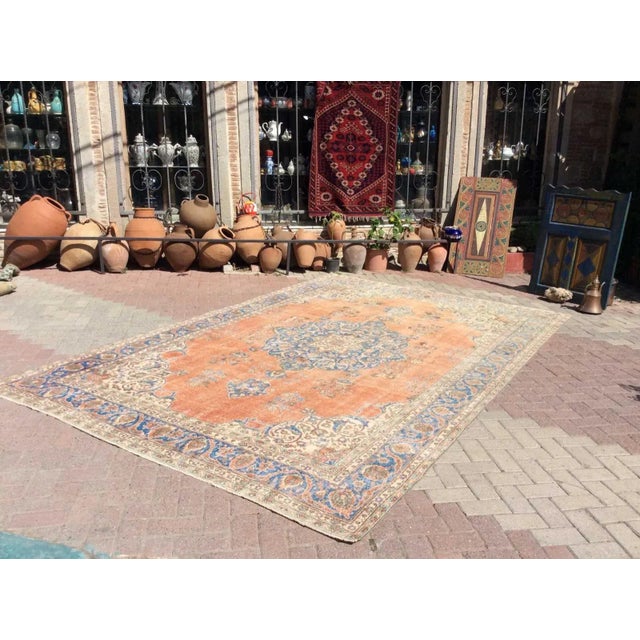 Mid-Century Modern Oversized Vintage Distressed Oushak - 102" X 155" For Sale - Image 3 of 11