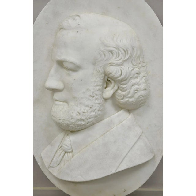 Renaissance Antique Italian Marble Relief Carved 20" Oval Renaissance Bearded Gentleman Bust For Sale - Image 3 of 10