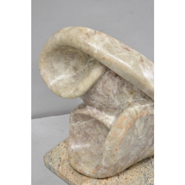 Stone Vintage Seymour Shuren Modernist Pink Carved Marble Abstract Figure Sculpture For Sale - Image 7 of 18