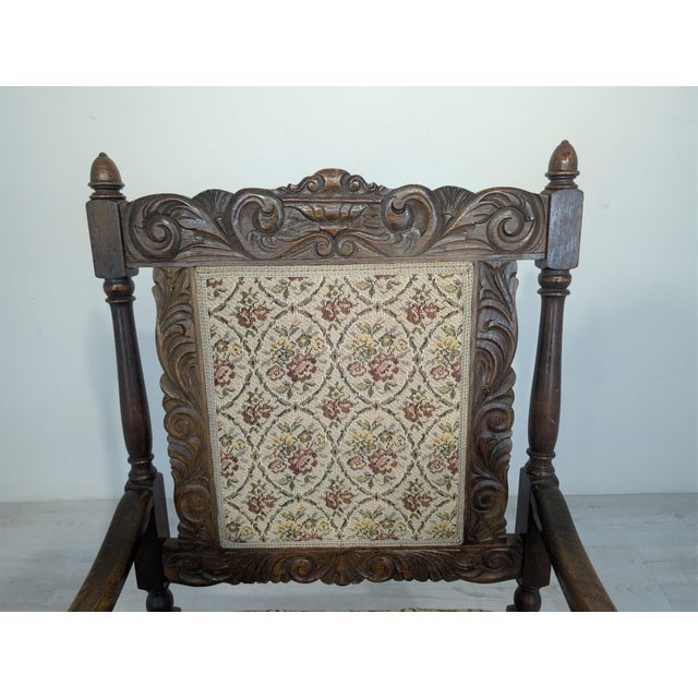 Antique Armchair in Oak Wood with Springs For Sale - Image 18 of 18