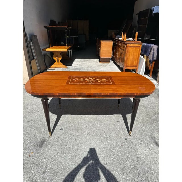 Ebony 1940s French Art Deco Exotic Macassar Ebony Writing Desk / Dining Table For Sale - Image 8 of 12