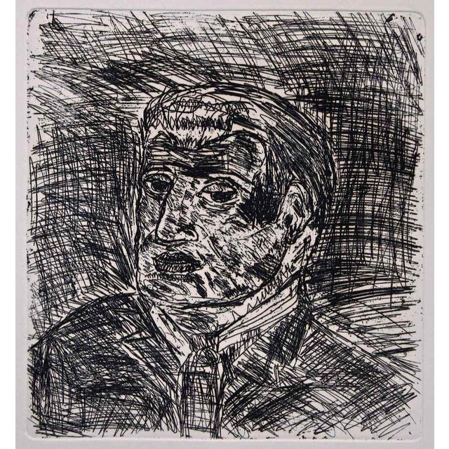 Antonio Ligabue, Man with Tie, Etching, 1960s For Sale