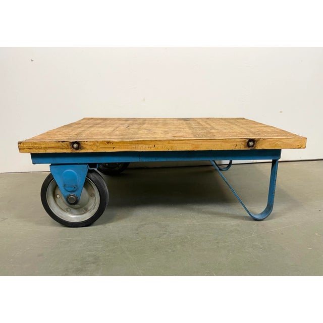 Industrial Blue Coffee Table Cart, 1960s For Sale - Image 12 of 12