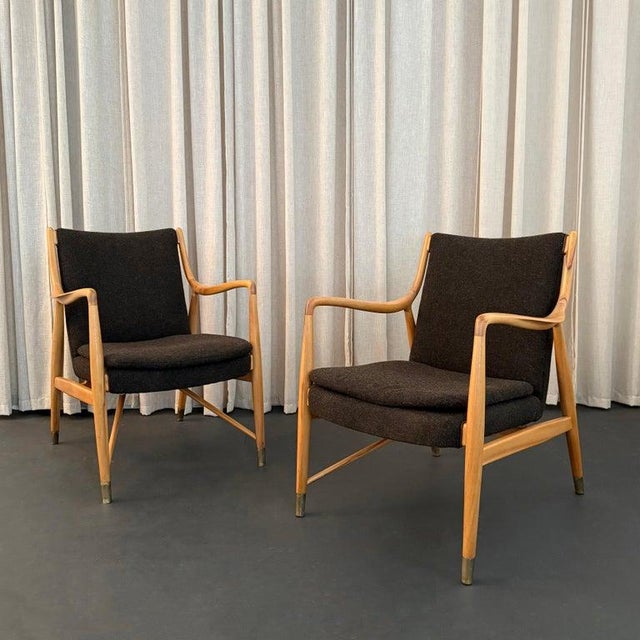 1980s Pair of Mid-Century Modern Finn Juhl Model 45 Style Open Armchairs For Sale In New York - Image 6 of 12