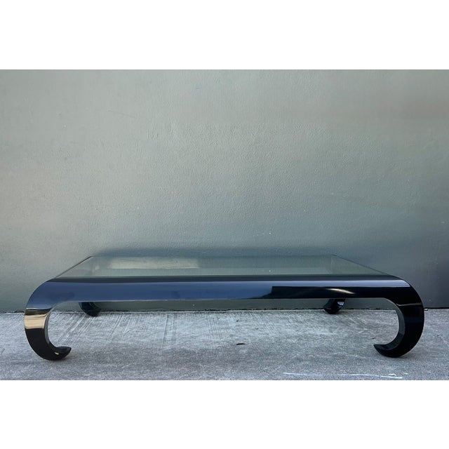 Late 20th Century Vintage Lacquer and Glass Coffee Table For Sale - Image 5 of 12