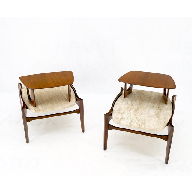 Pair Sculptural 1970s Walnut Travertine Tops Step Side End Tables Singer Sons For Sale - Image 11 of 18