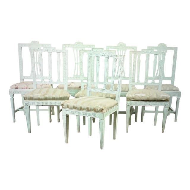 Gustavian Dining Chairs, Set of 8 For Sale