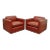 Mid Century Modern Red Leather Cube Club Lounge Chairs on Casters - a Pair For Sale