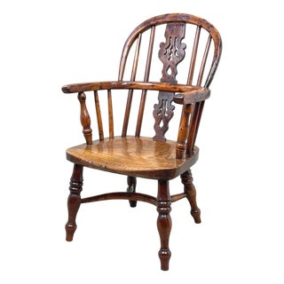 Antique Children's Windsor Armchair in Yew Wood, 1820 For Sale