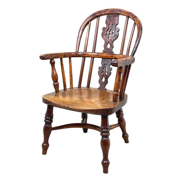 Antique Children's Windsor Armchair in Yew Wood, 1820 For Sale