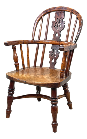 Antique Children's Windsor Armchair in Yew Wood, 1820