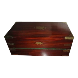 English Regency Mahogany Travelling Lap Desk Box with Secret Compartment