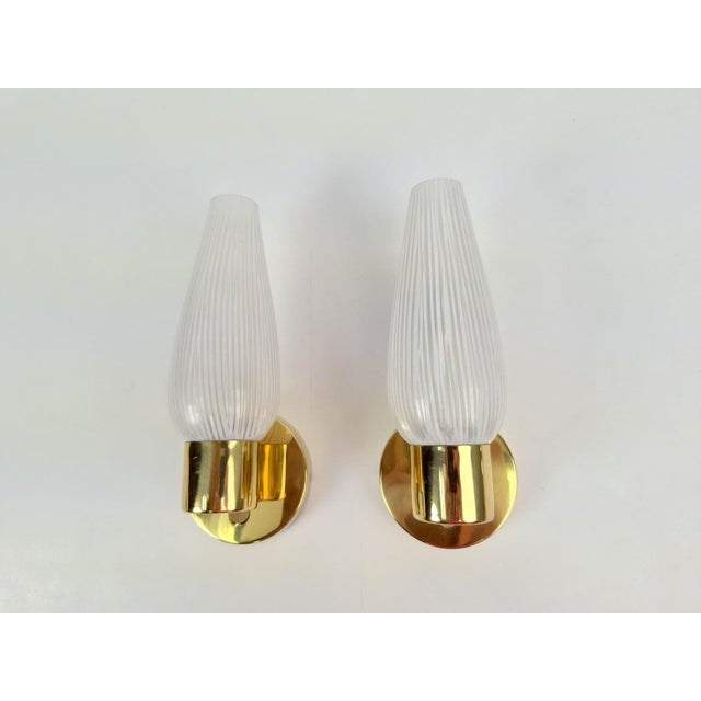 Mid-Century Swedish Wall Lamps in Brass and Glass, 1970, Set of 2, in Flawless conditions. Designed 1970 to 1979 European...