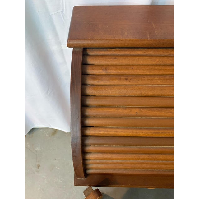 1940s Early Mid Century Child's Roll Top Desk & Swivel Chair - 2 Pieces For Sale - Image 11 of 13