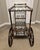 Vintage Hollywood Regency Neoclassical Gilt Rolling Iron Glass Bar Cart Trolley For Sale - Image 4 of 12