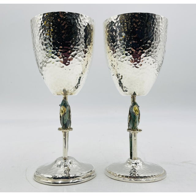 Emilia Castillo 1980s Emilia Castillo Parrot Goblets for Los Castillo, Mexican Modern Silver - a Pair For Sale - Image 4 of 13