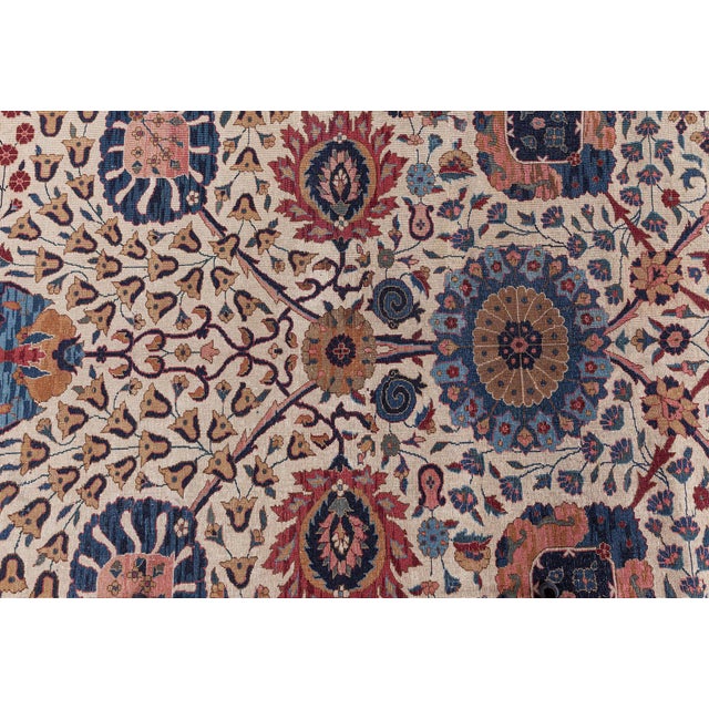 Fine Antique Indian Amritsar Botanic Handmade Wool Rug For Sale - Image 4 of 5