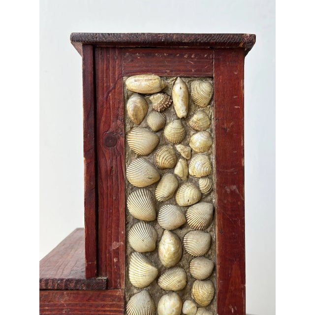 Wood Antique Folk Art Coquillage Tabletop Cabinet, Circa Early 20th Century For Sale - Image 7 of 17
