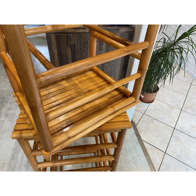 Vintage Bamboo High Bar Stools, 1970s, Set of 2 For Sale - Image 6 of 13
