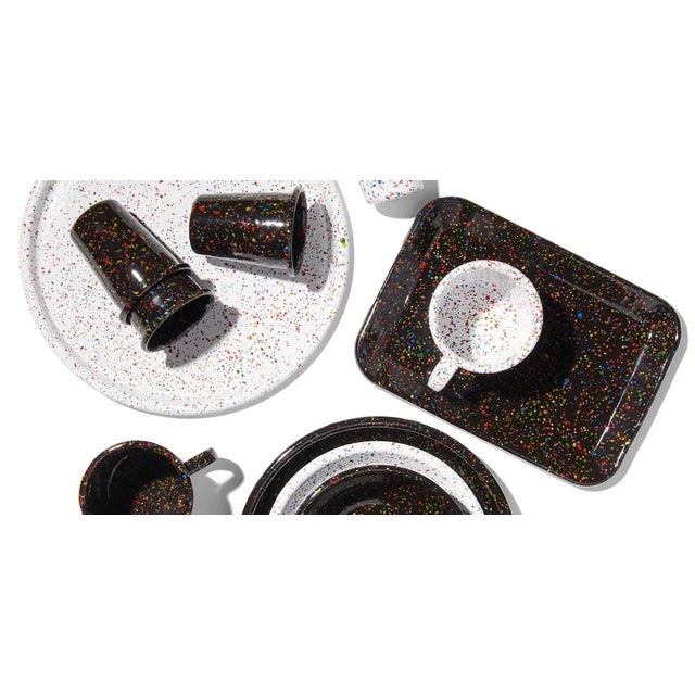 American Crow Canyon Home Enamelware, Rainbow Falls 8 oz. Small Tumblers in Black - Set of 4 For Sale - Image 3 of 6