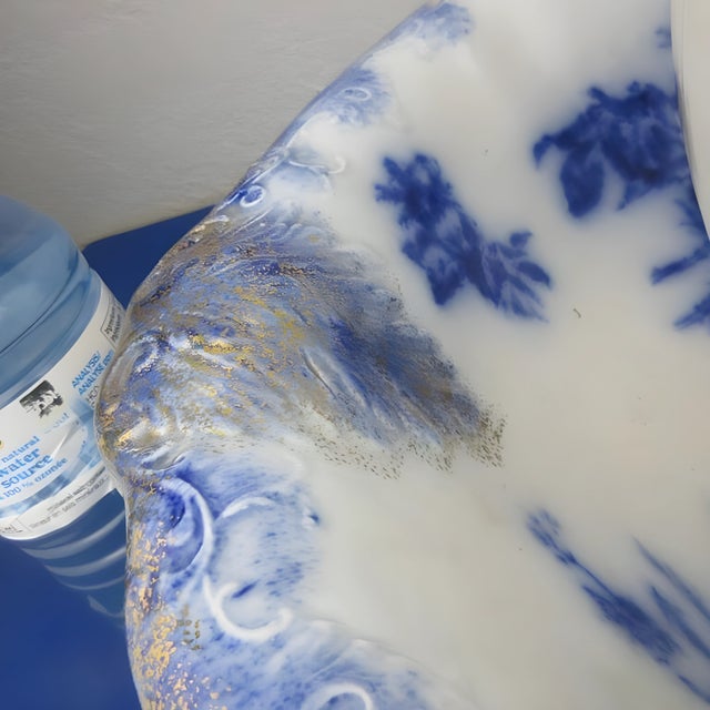 Antique Flow Blue Wash Set | F. Winkle & Co. Pitcher & w.h. Grindley Basin | Stoke-on-Trent, England | Late 19th Century For Sale - Image 6 of 12