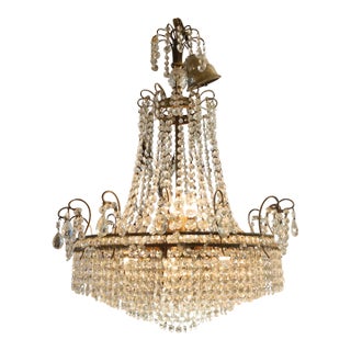 19th Century French Napoleon III Empire Crystal Basket Chandelier For Sale