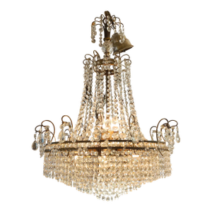 19th Century French Napoleon III Empire Crystal Basket Chandelier