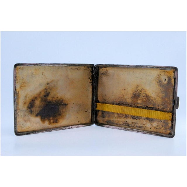 Matte Silver Cigarette Case with Stripes For Sale - Image 3 of 9