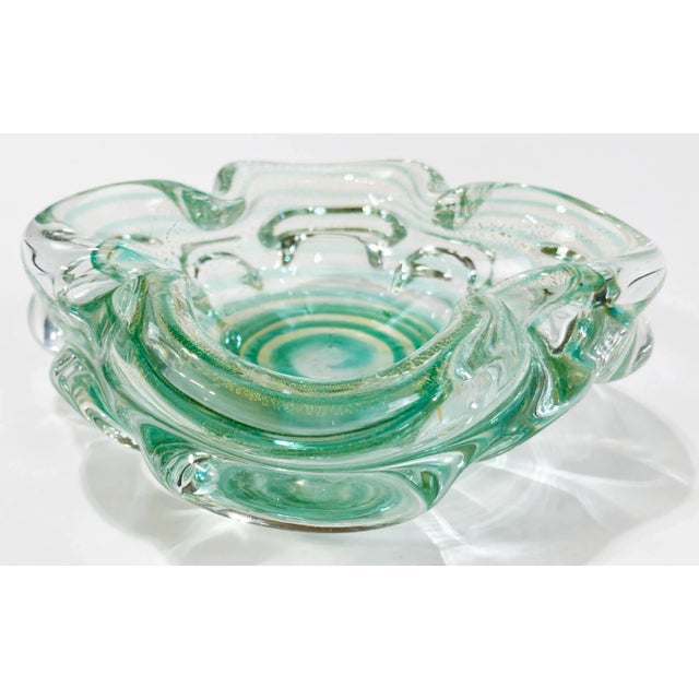 Vintage Murano Style Green Swirl Catchall Dish or Ashtray For Sale - Image 9 of 10