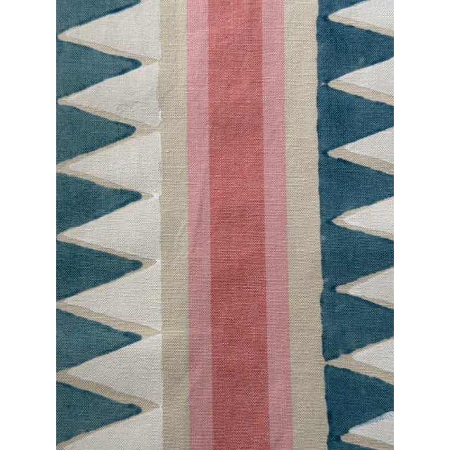 French Thibaut Lomita Stripe French Blue and Coral Fabric 2 1/2 Yards For Sale - Image 3 of 5
