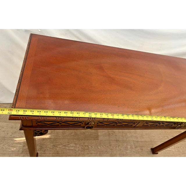 Vintage Baker Furniture Writing Table Historic Charleston Chippendale Mahogany For Sale - Image 12 of 13