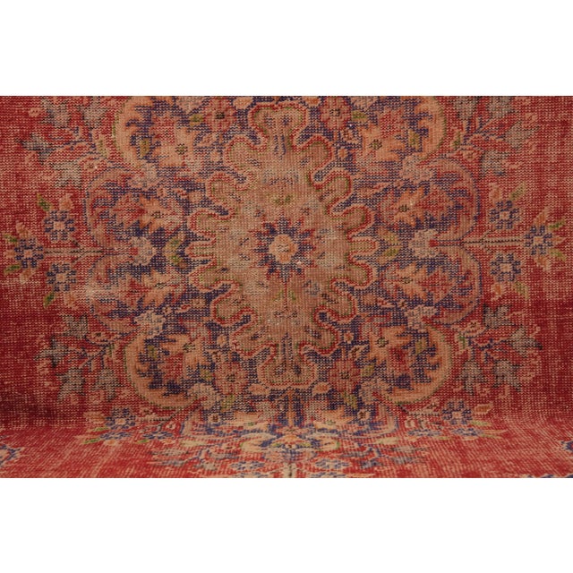 1970s Vintage Turkish Handmade Turkish Wool Cotton Red Area Rug For Sale - Image 12 of 12