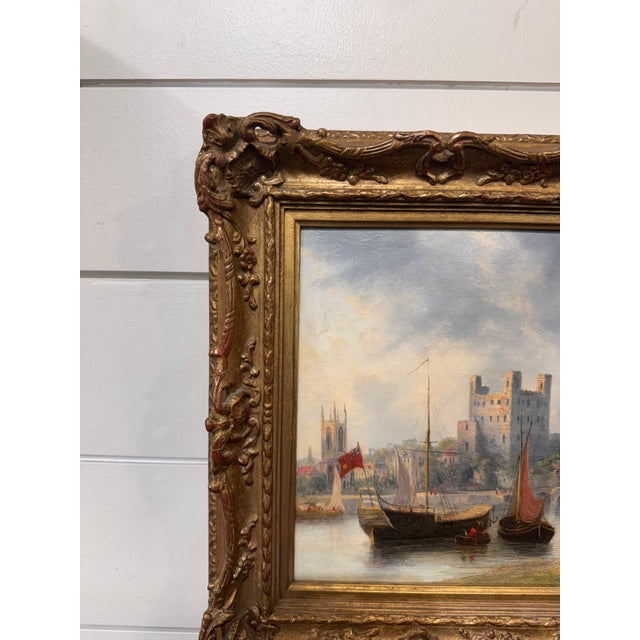 19th Century 19th Century Oil on Board "Rochester Castle" For Sale - Image 5 of 8