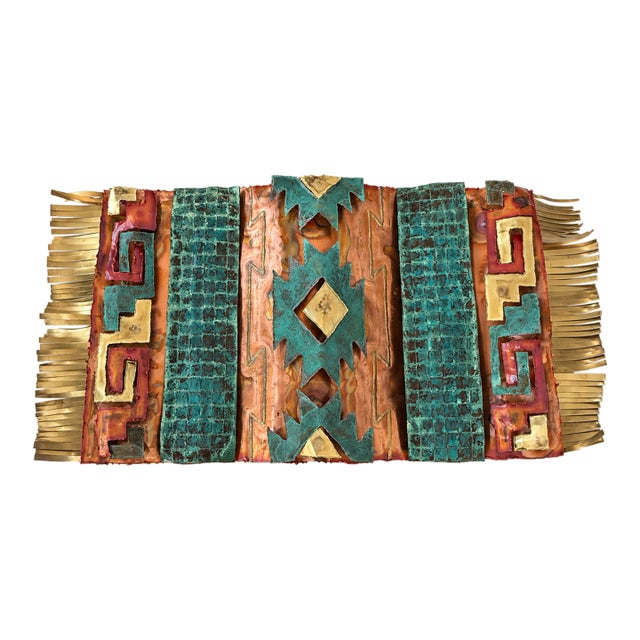 Greg Gowen Signed Southwestern Metal Rug Wall Sculpture, 2002 For Sale
