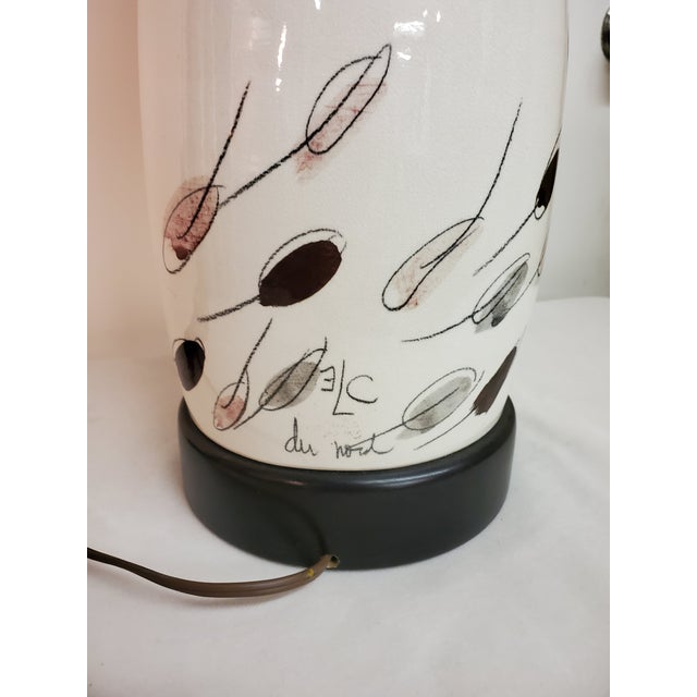 Off-white Mid-Century Lamp by Elc Du Nord With New Black Shade For Sale - Image 8 of 8