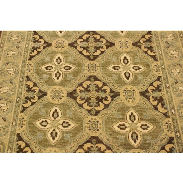 Textile 1990s Boho Chic Kafkaz Brown/Green Hand-Knotted Rug - 4'2 X 6'8 For Sale - Image 7 of 8