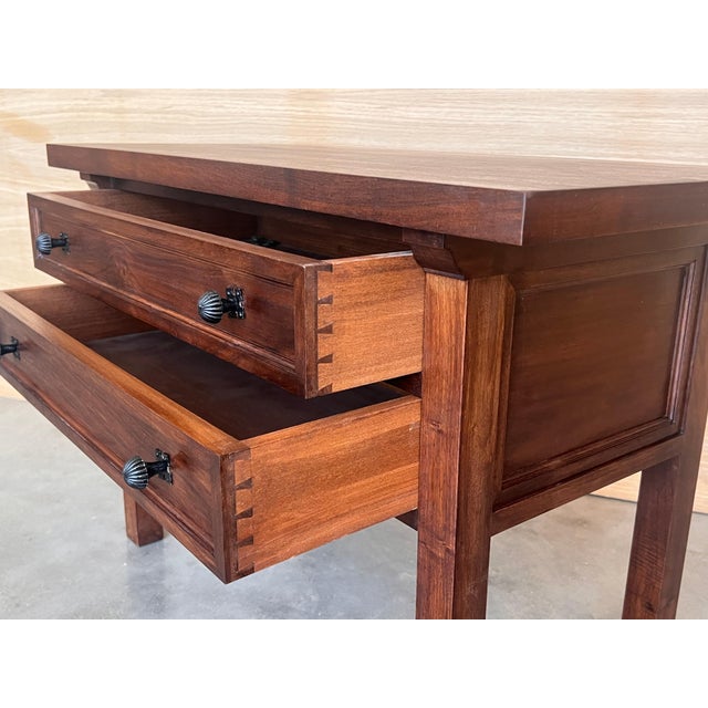 20th Century Spanish Nightstand or Side Table with Two Drawers and Iron Hardware For Sale - Image 14 of 18